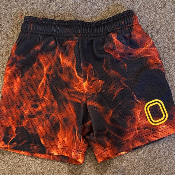Kids Black and Orange Athletic overtime  Shorts - Picture 1 of 3